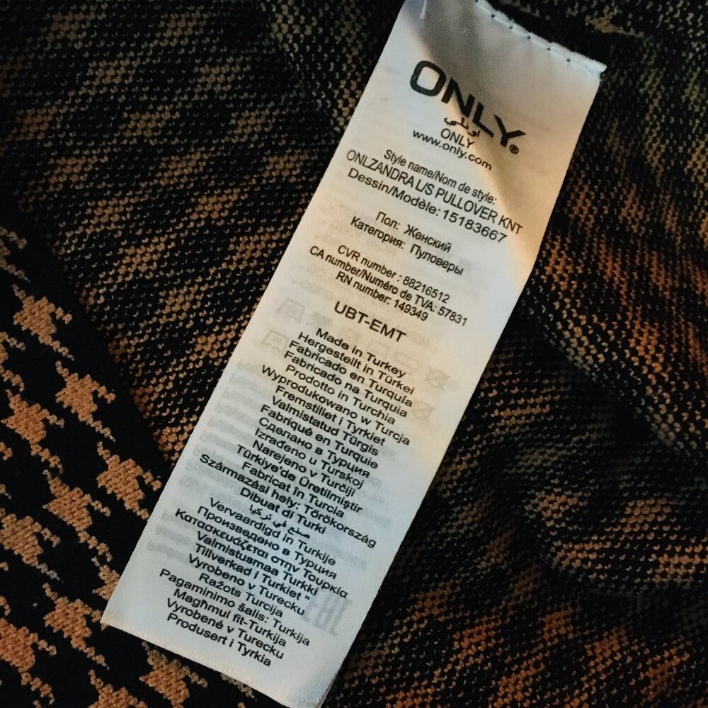 ONLY Zandra 2019 Pullover Houndstooth Knit Sweater With Preppy Stripes Size S - Picture 12 of 16